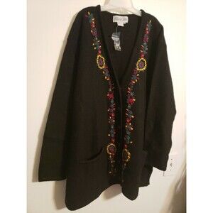 VTG Alexa Grace Sweater Cardigan Embroidered Button Front Grandpa Women’s XLarge